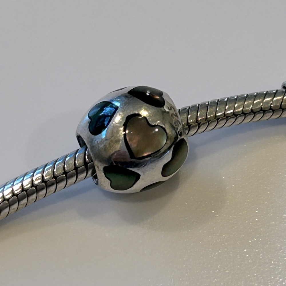 Sterling Silver Pandora Love You Charm with Iridescent Hearts